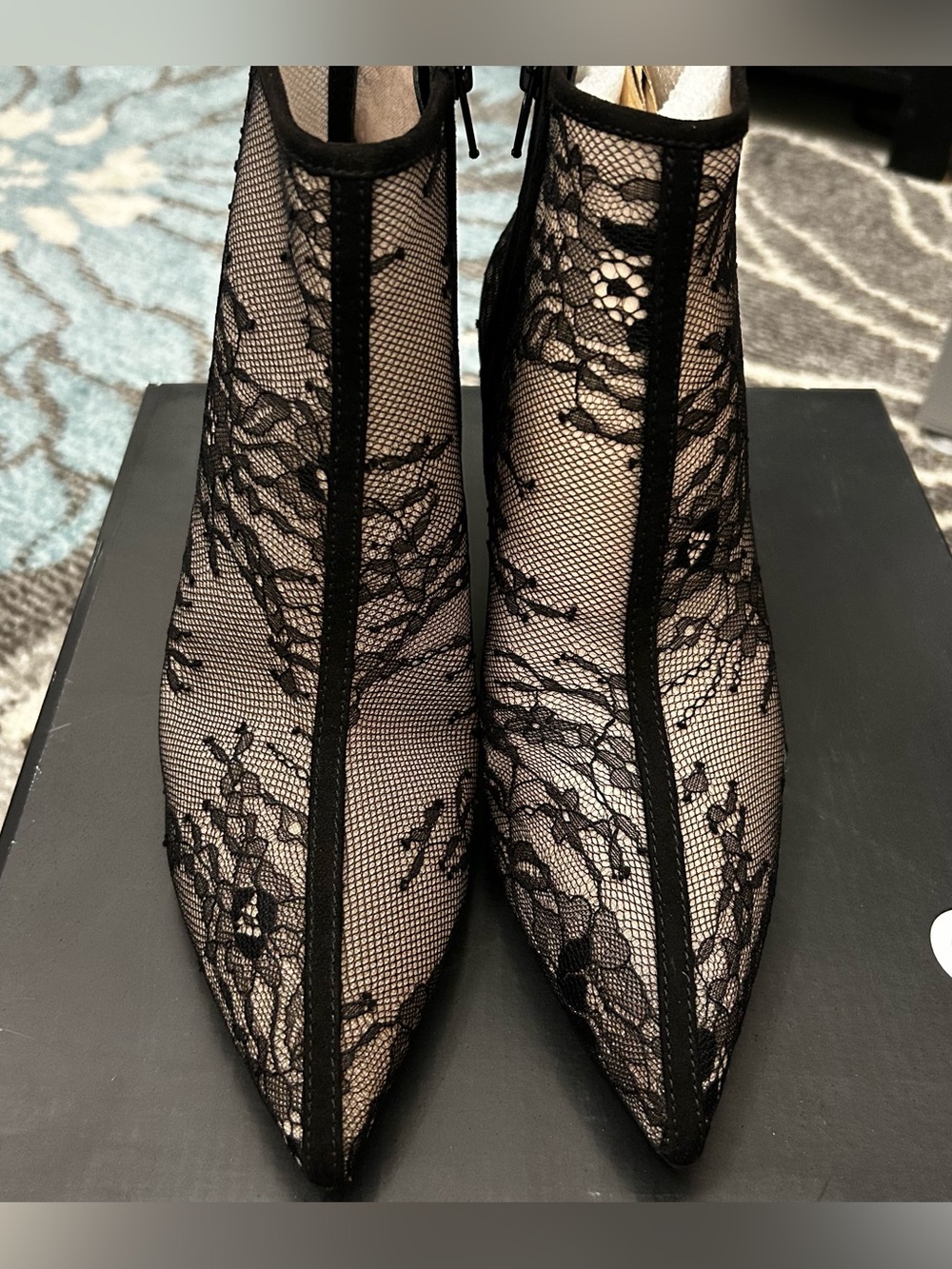 I.N.C Black Lace Pointed-Toe Women's Ankle Boots Size 7.5